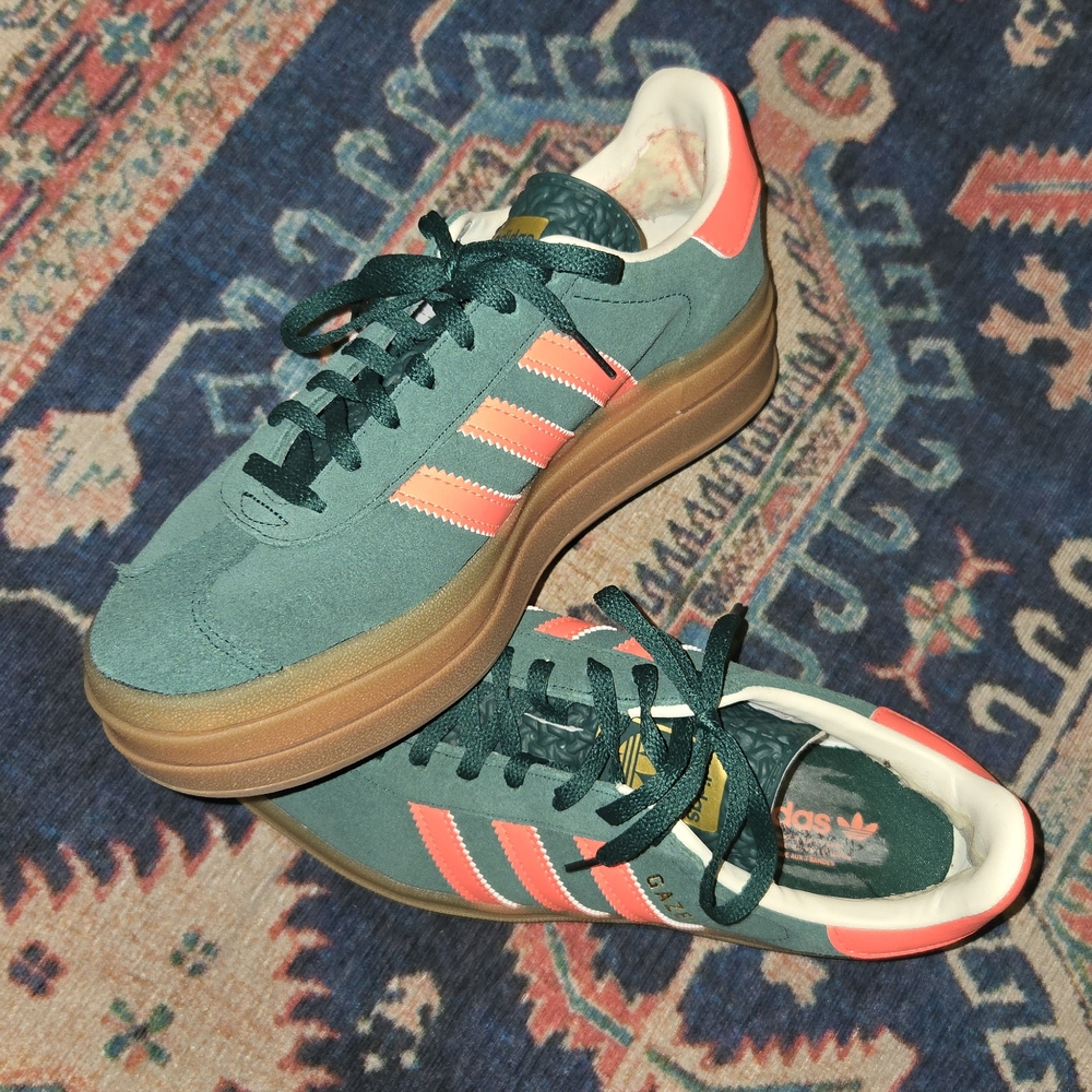 Adidas Gazelle Teal and Coral Sneakers - Picture 3 of 5